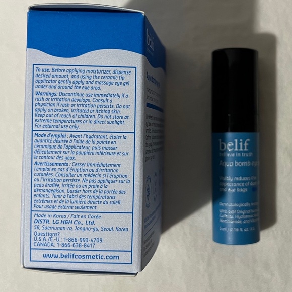 💦NWT💦 BELIF Aqua Bomb Depuffing Eye Gel with Caffeine + Hyaluronic Acid 5ml - Picture 8 of 9